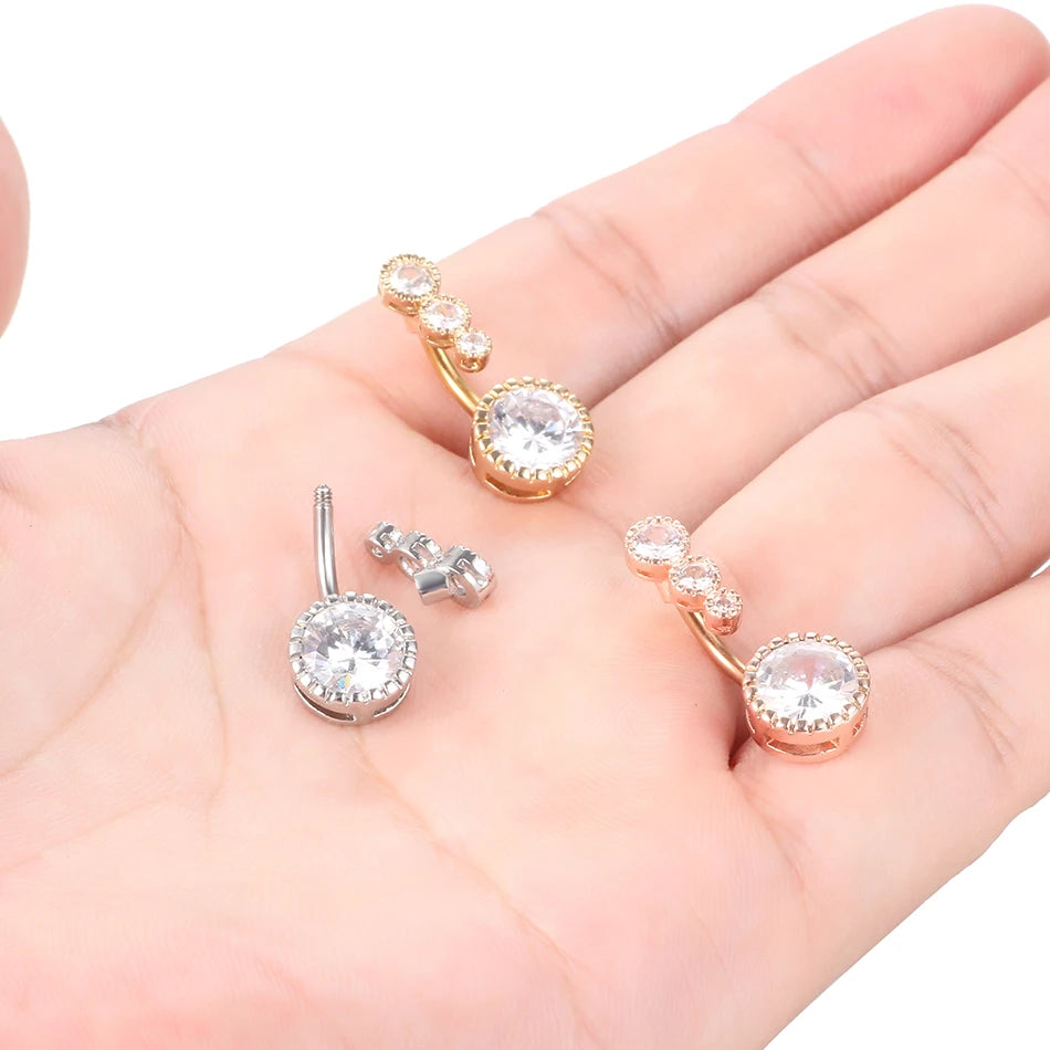 1Pc Surgical Steel Belly Button Ring Piercing Sexy Dangling Belly Ring Crystal Belly Piercing Woman Body Jewelry Barbell 14G