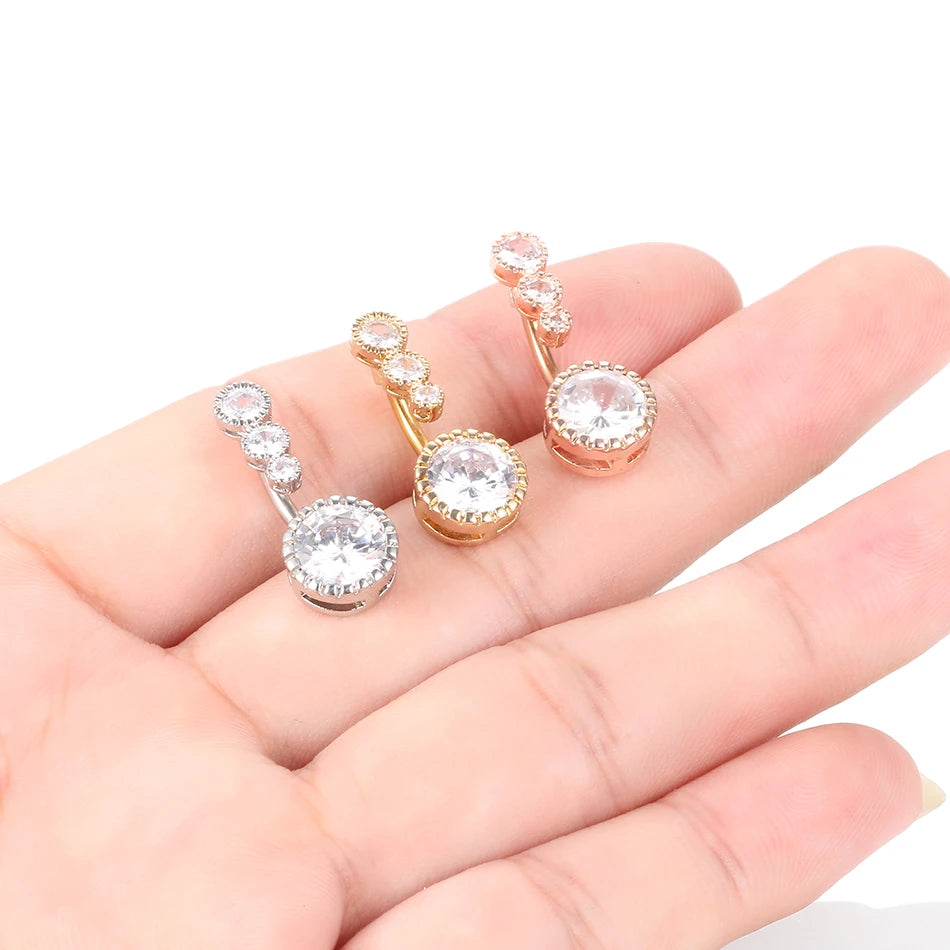 1Pc Surgical Steel Belly Button Ring Piercing Sexy Dangling Belly Ring Crystal Belly Piercing Woman Body Jewelry Barbell 14G