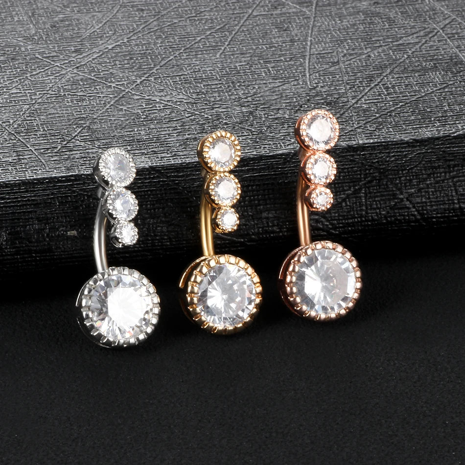 1Pc Surgical Steel Belly Button Ring Piercing Sexy Dangling Belly Ring Crystal Belly Piercing Woman Body Jewelry Barbell 14G