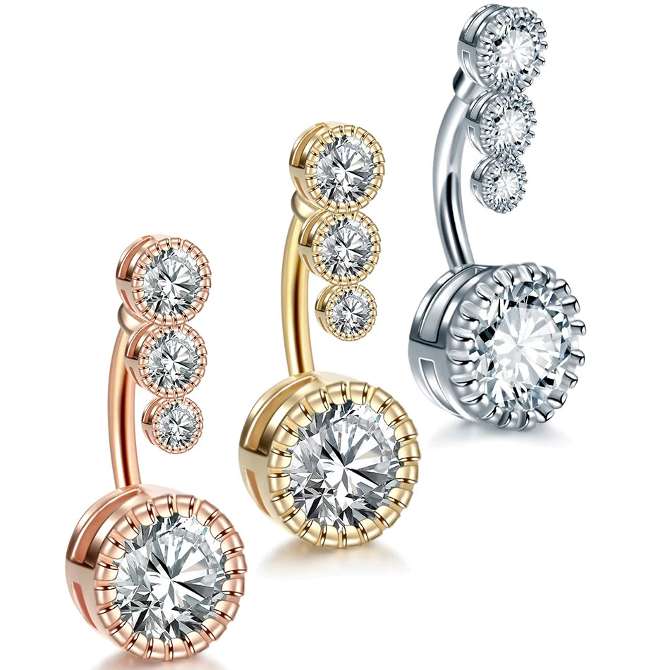 1Pc Surgical Steel Belly Button Ring Piercing Sexy Dangling Belly Ring Crystal Belly Piercing Woman Body Jewelry Barbell 14G