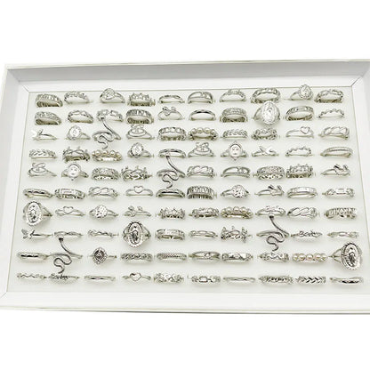 30pc/Lot Gold Color Finger Rings For Girls New Love Snake Animal Butterfly Cutout Star Pearl Thin Joint Ring Party Jewelry Women