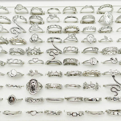 30pc/Lot Gold Color Finger Rings For Girls New Love Snake Animal Butterfly Cutout Star Pearl Thin Joint Ring Party Jewelry Women