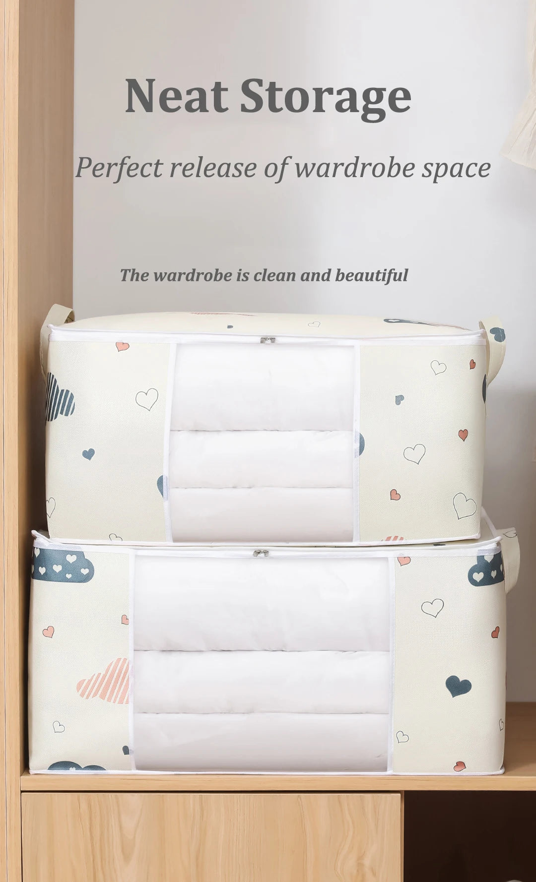 Quilt Clothes Big Capacity Storage Bag Quilt Bedding Storage Closet Organizer Wardrobe Organizer Blanket Sorting Bags Dust-proof